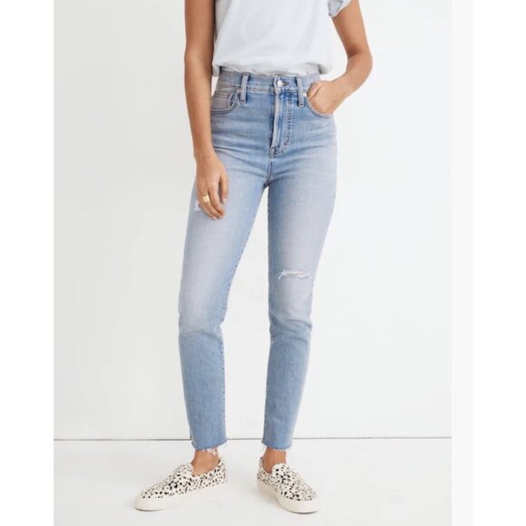 Madewell the Perfect Vintage Mom Jeans Petite Distressed High-Rise Stretch Denim - Picture 1 of 12